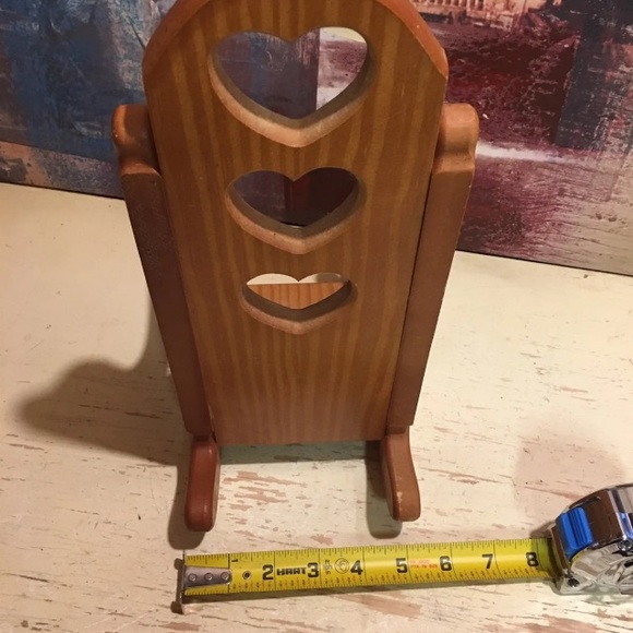 Vintage Wooden Rocking Chair with Heart Cut Out Plant Shelf Doll Chair Handmade - Picture 10 of 12